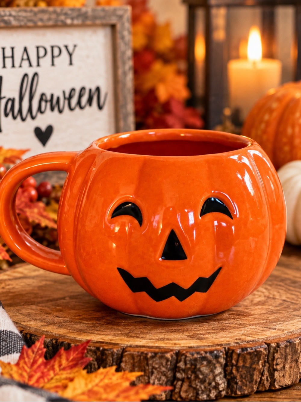 Way to Celebrate Halloween Pumpkin Mug Jack O Lantern Spooky Cute Fall Decor
